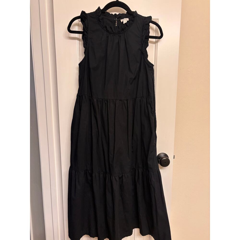 Jcrew black sleeveless tiered dress